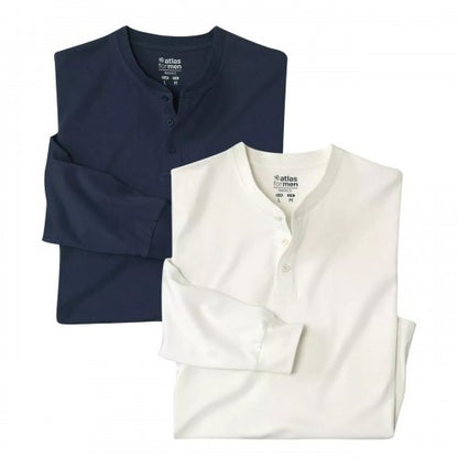 Front - Atlas For Men Mens Plain Henley T-Shirt (Pack Of 2)