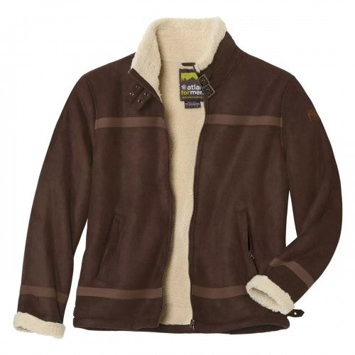 Front - Atlas For Men Mens Faux Suede Sherpa Lined Jacket