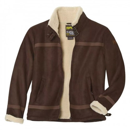 Front - Atlas For Men Mens Faux Suede Sherpa Lined Jacket