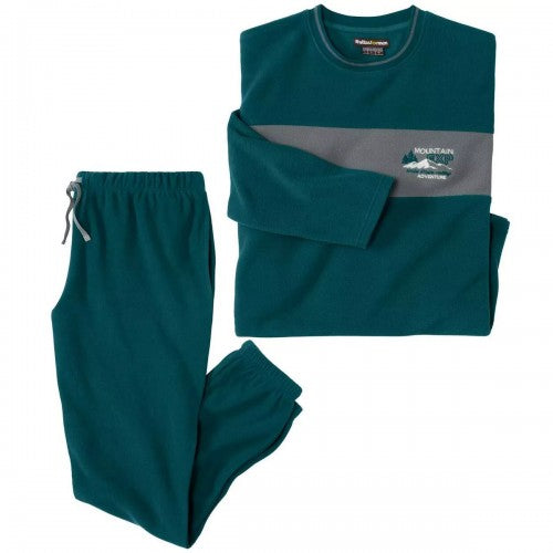 Front - Atlas For Men Mens Striped Microfleece Long Pyjama Set