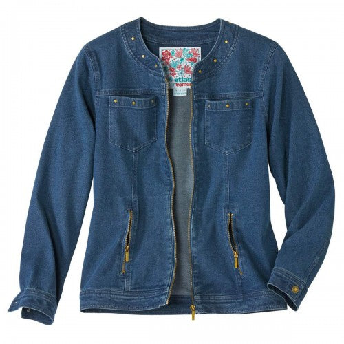 Front - Atlas for Women Womens/Ladies Stretch Denim Jacket