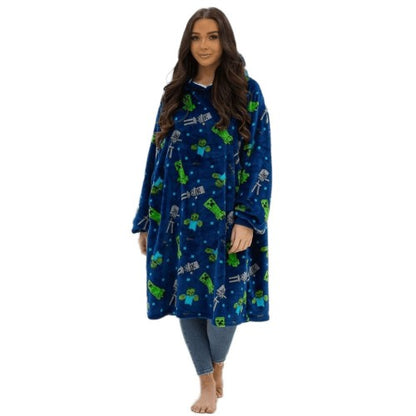 Front - Minecraft Unisex Adult Creeps Fleece Hoodie Blanket