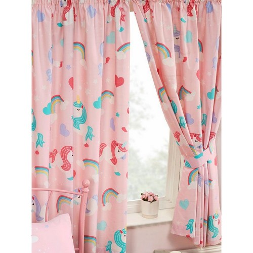 Front - I Believe In Unicorns Lined Curtains (Pack Of 2)