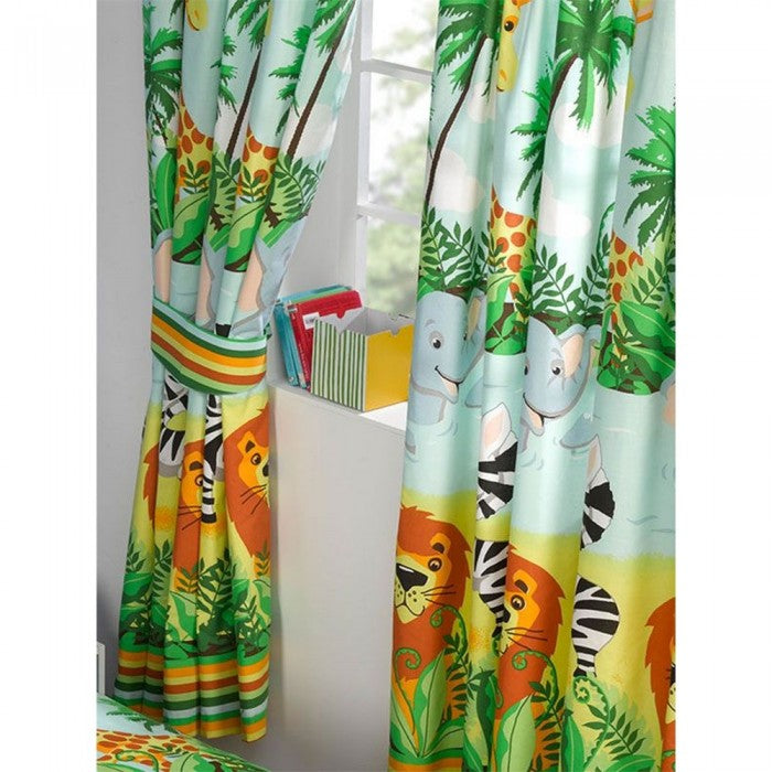 Front - Jungle-Tastic Lined Curtains (Pack Of 2)