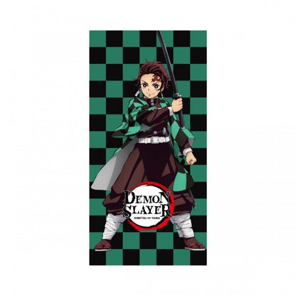 Front - Demon Slayer Tanjiro Kamado Cotton Bath Towel