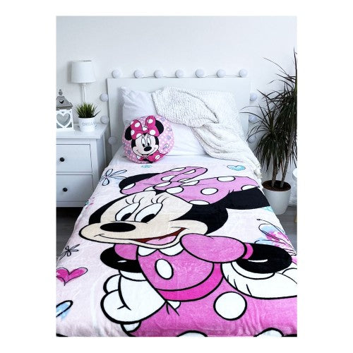 Front - Disney Microflannel Flowers Minnie Mouse Blanket