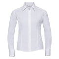 Front - Russell Collection Ladies/Womens Long Sleeve Poly-Cotton Easy Care Fitted Poplin Shirt