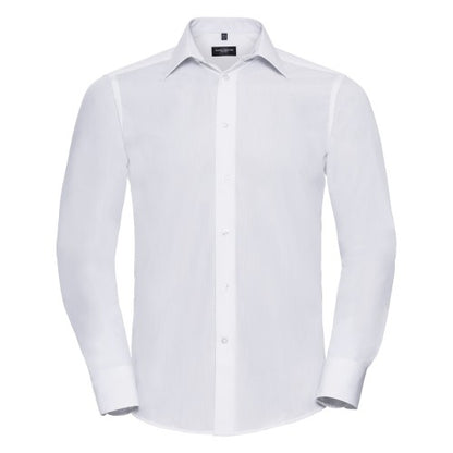 Front - Russell Collection Mens Long Sleeve Poly-Cotton Easy Care Tailored Poplin Shirt