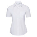 Front - Russell Collection Ladies/Womens Short Sleeve Poly-Cotton Easy Care Poplin Shirt