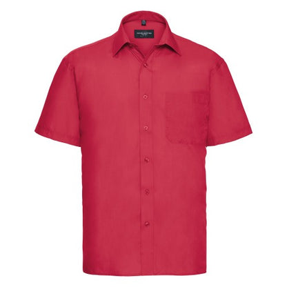 Front - Russell Collection Mens Short Sleeve Poly-Cotton Easy Care Poplin Shirt