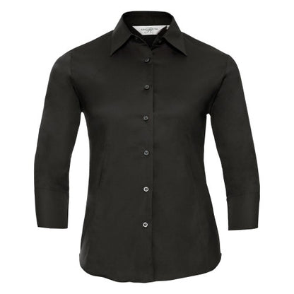 Front - Russell Collection Ladies/Womens 3/4 Sleeve Easy Care Fitted Shirt