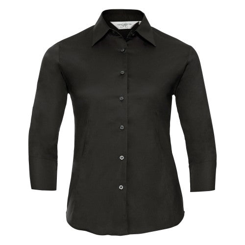 Front - Russell Collection Ladies/Womens 3/4 Sleeve Easy Care Fitted Shirt