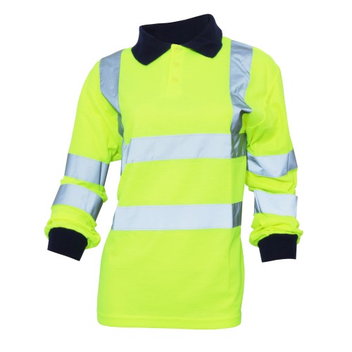 Front - Yoko Ladies/Womens Hi-Vis Long Sleeve Polo Shirt