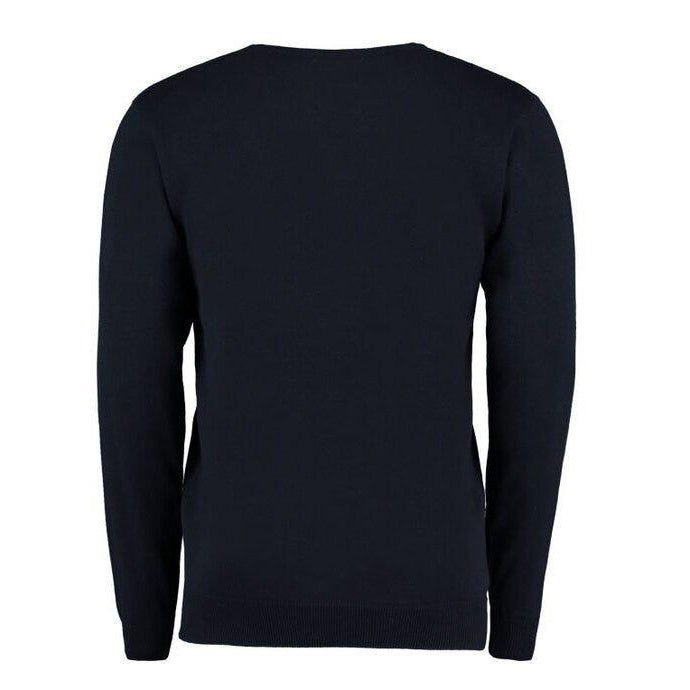 Navy - Pack Shot - Kustom Kit Mens Arundel Long Sleeve V-Neck Sweater