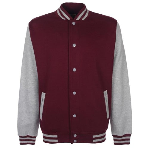 Front - FDM Unisex Varsity / University Jacket (Contrast Sleeves)