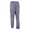 Front - Dennys Unisex Blue/White Check Fully Elasticated Trouser / Chefswear
