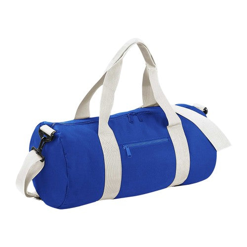 Burgundy-Off White - Front - Bagbase Plain Varsity Barrel - Duffle Bag (20 Litres)
