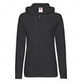 Front - Fruit Of The Loom Ladies Fitted Lightweight Hooded Sweatshirts Jacket / Zoodie (240 GSM)