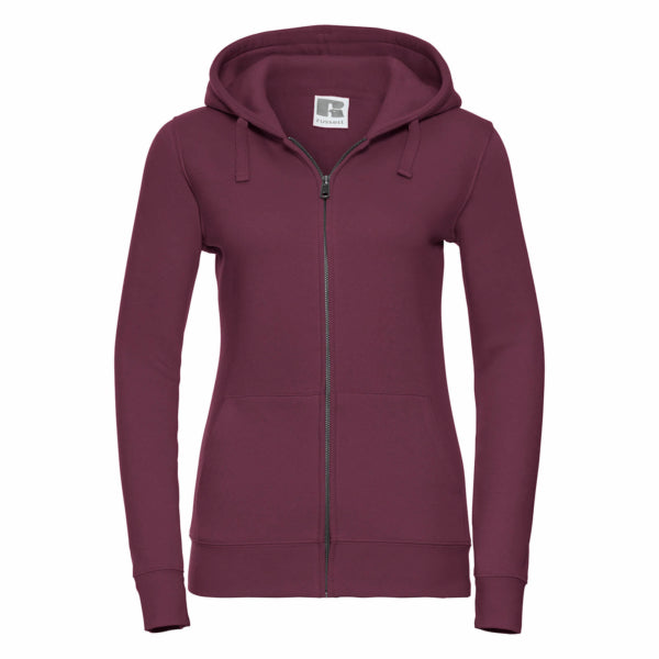 Burgundy - Front - Russell Ladies Premium Authentic Zipped Hoodie (3-Layer Fabric)