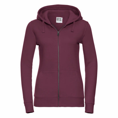 Burgundy - Front - Russell Ladies Premium Authentic Zipped Hoodie (3-Layer Fabric)