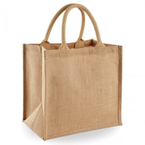 Front - Westford Mill Jute Mini Tote Shopping Bag (14 Litres)