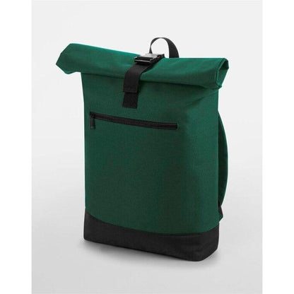 Bottle Green - Back - Bagbase Roll-Top Backpack - Rucksack - Bag (12 Litres)