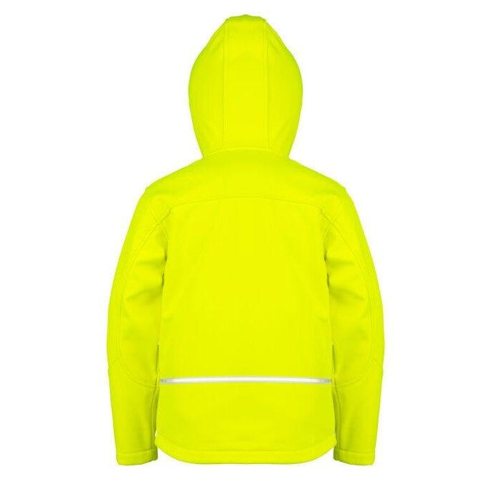Neon Yellow - Pack Shot - Result Core Kids Unisex Junior Hooded Softshell Jacket