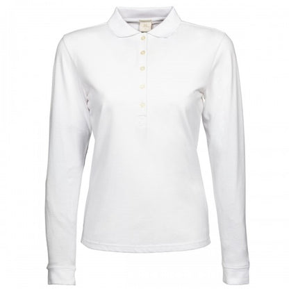 Front - Tee Jays Womens/Ladies Luxury Stretch Long Sleeve Polo Shirt