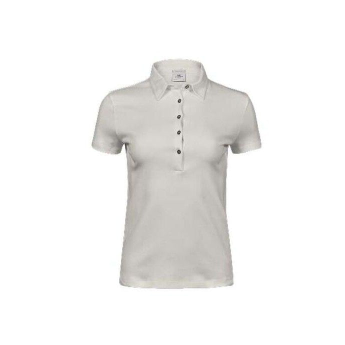 Cement - Close up - Tee Jays Womens-Ladies Pima Short Sleeve Cotton Polo Shirt