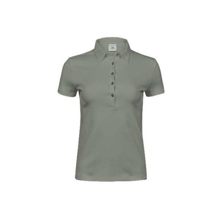 Sage - Close up - Tee Jays Womens-Ladies Pima Short Sleeve Cotton Polo Shirt
