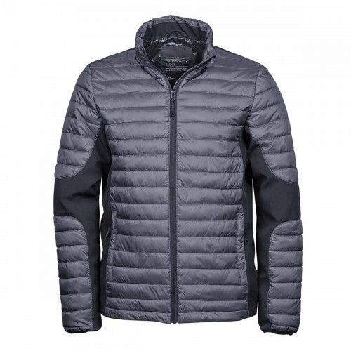 Front - Teejays Mens Padded Full Zip Crossover Jacket