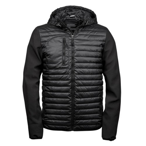 Front - Teejays Mens Hooded Full Zip Crossover Jacket