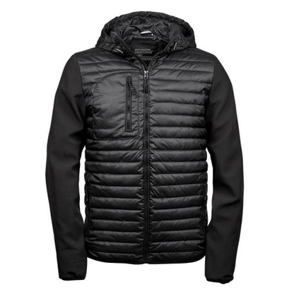 Front - Teejays Mens Hooded Full Zip Crossover Jacket