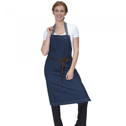 Front - Dennys Washed Denim Bib Apron