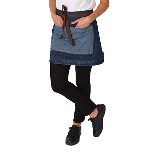 Raw Blue Denim - Back - Dennys Washed Denim Contrast Waist Apron