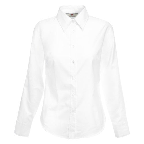 Front - Fruit Of The Loom Ladies Lady-Fit Long Sleeve Oxford Shirt
