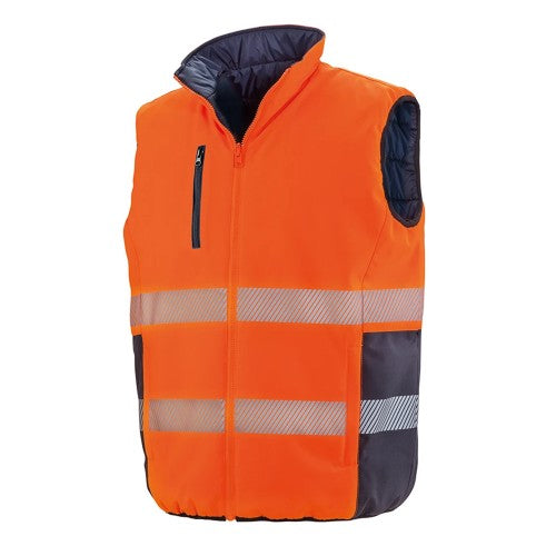 Front - Result Safeguard Mens Reversible Soft Padded Safety Gilet