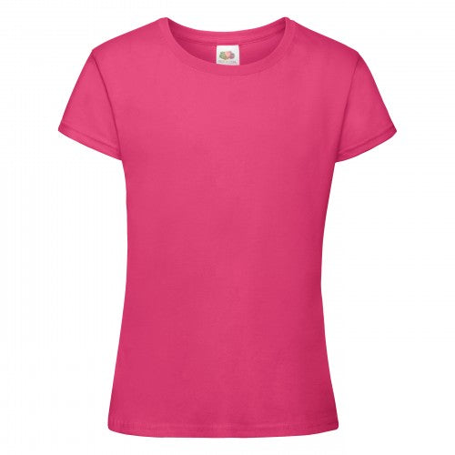 Front - Fruit Of The Loom Girls Sofspun Short Sleeve T-Shirt (Pack of 2)