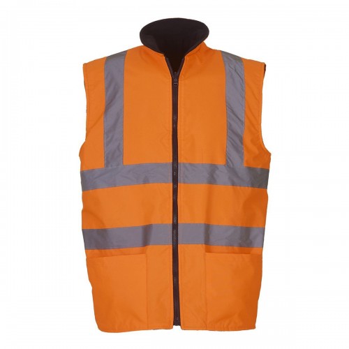 Front - Yoko Mens Workwear Hi-Vis Reversible Fleece Vest / Jacket (Pack of 2)