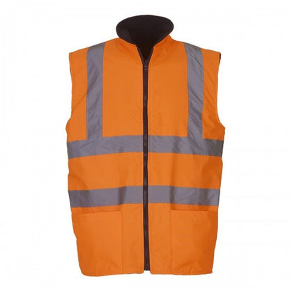 Front - Yoko Mens Workwear Hi-Vis Reversible Fleece Vest / Jacket (Pack of 2)