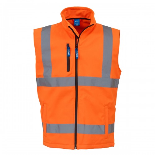 Front - Yoko Mens Hi Vis Softshell Bodywarmer / Workwear (Pack of 2)