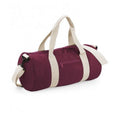 Burgundy-Off White - Front - Bagbase Plain Varsity Barrel - Duffle Bag (20 Litres) (Pack of 2)