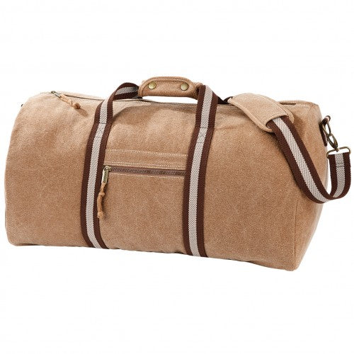 Front - Quadra Vintage Canvas Holdall Duffle Bag - 45 Litres (Pack of 2)