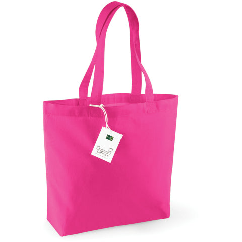 Fuchsia - Back - Westford Mill Organic Cotton Shopper Bag - 16 Litres (Pack of 2)