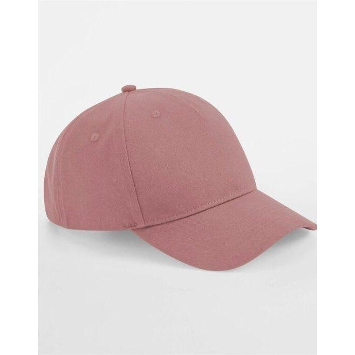 Rose Pink - Front - Beechfield Unisex Adult Organic Cotton 5 Panel Baseball Cap