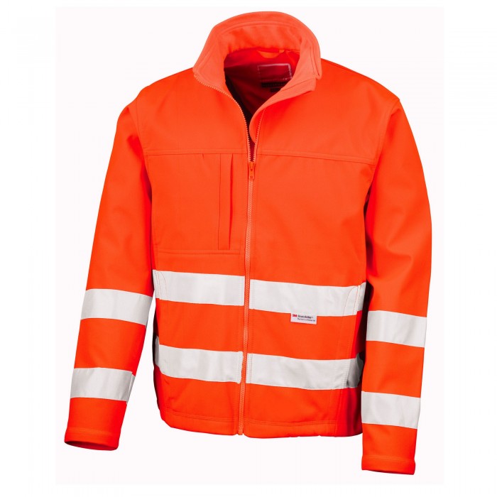 Front - SAFE-GUARD by Result Mens Hi-Vis Soft Shell Jacket