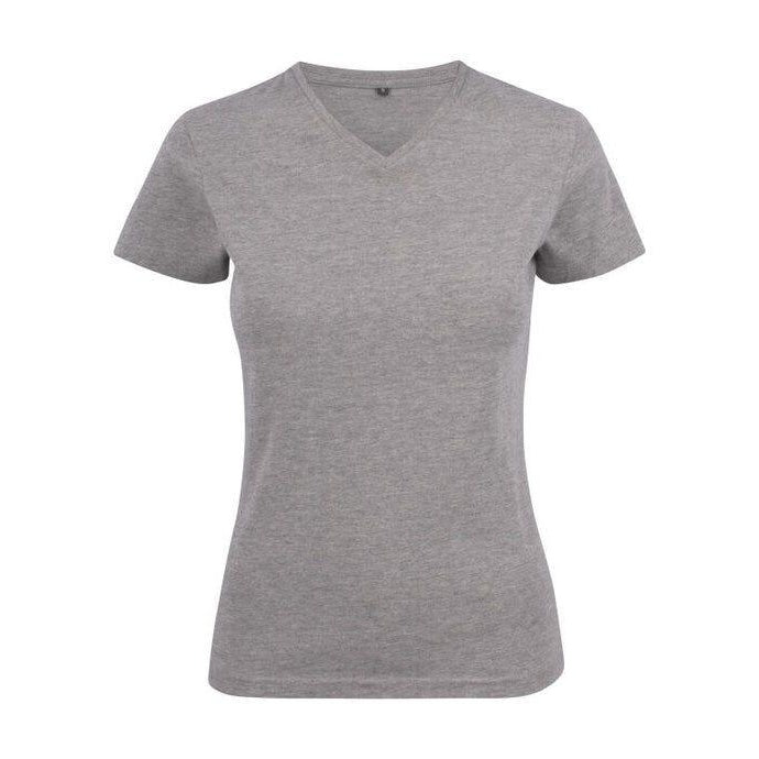Grey Melange - Back - Printer Womens-Ladies V Neck T-Shirt