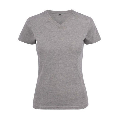 Grey Melange - Back - Printer Womens-Ladies V Neck T-Shirt