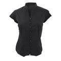 Front - Kustom Kit Ladies Continental Blouse Mandarin Collar Cap Sleeve