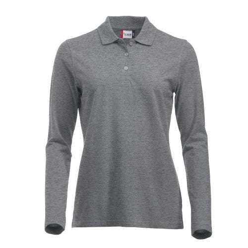 Front - Clique Womens/Ladies Classic Marion Melange Long-Sleeved Polo Shirt